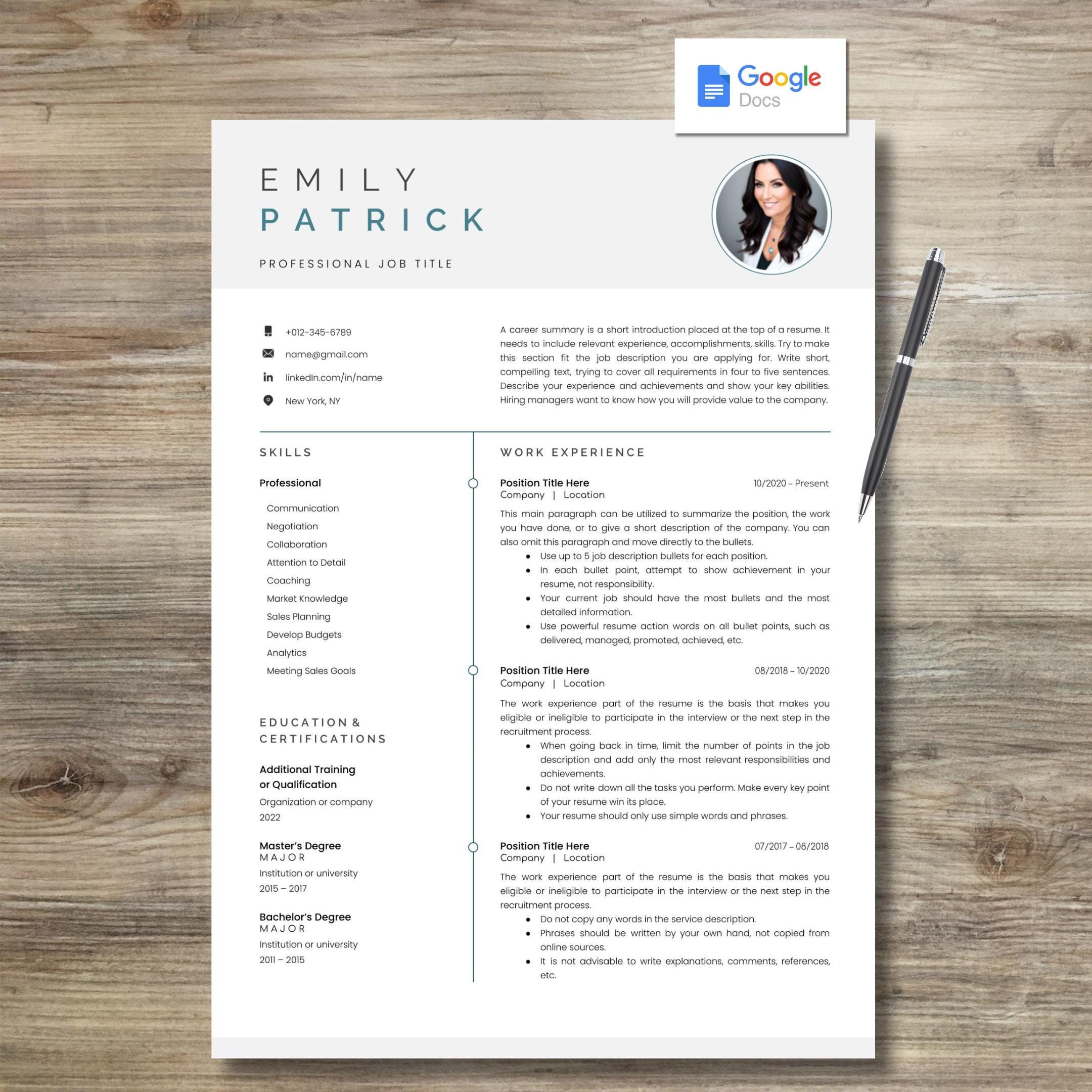 Modèle de CV Google Docs Modèle de CV Google Docs Lebenslauf Etsy France