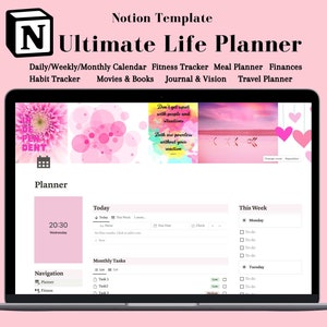 Notion Template, Notion Dashboard, All In One Life Planner, Personal Planner, Aesthetic Wellness Digital Notion Planner, Lifestyle Planner