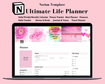 Notion Template, Notion Dashboard, All In One Life Planner, Personal Planner, Aesthetic Wellness Digital Notion Planner, Lifestyle Planner