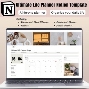 Notion Template, Life Planner, Notion Templates, Notion Dashboard, 2024 Calendar Planner, Productivity, Witchy Planner, Fitness Tracker