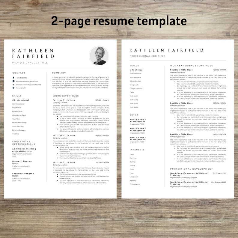 Resume Template Google Docs, Clean Simple Resume With Photo, ATS Friendly Resume, Lebenslauf