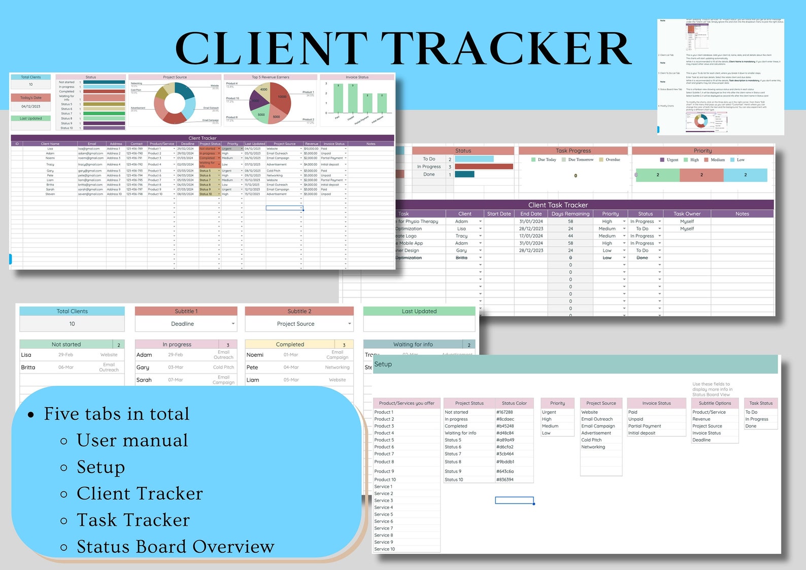 CRM Client Order Tracker, Google Spreadsheet for Tracking Customers ...