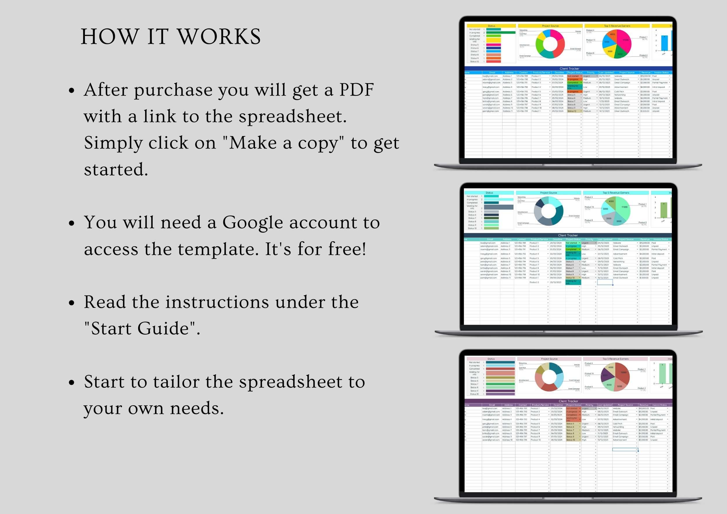 Client Tracker Spreadsheet, Google Sheets Client,order Tracker,small ...
