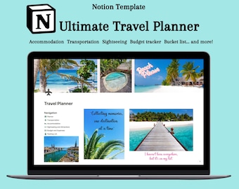 Notion Template, Travel Planner, Travel Itinerary,Packing list,Trip planner,Notion Dashboard,Notion Planner,Digital Planner,Vacation Planner