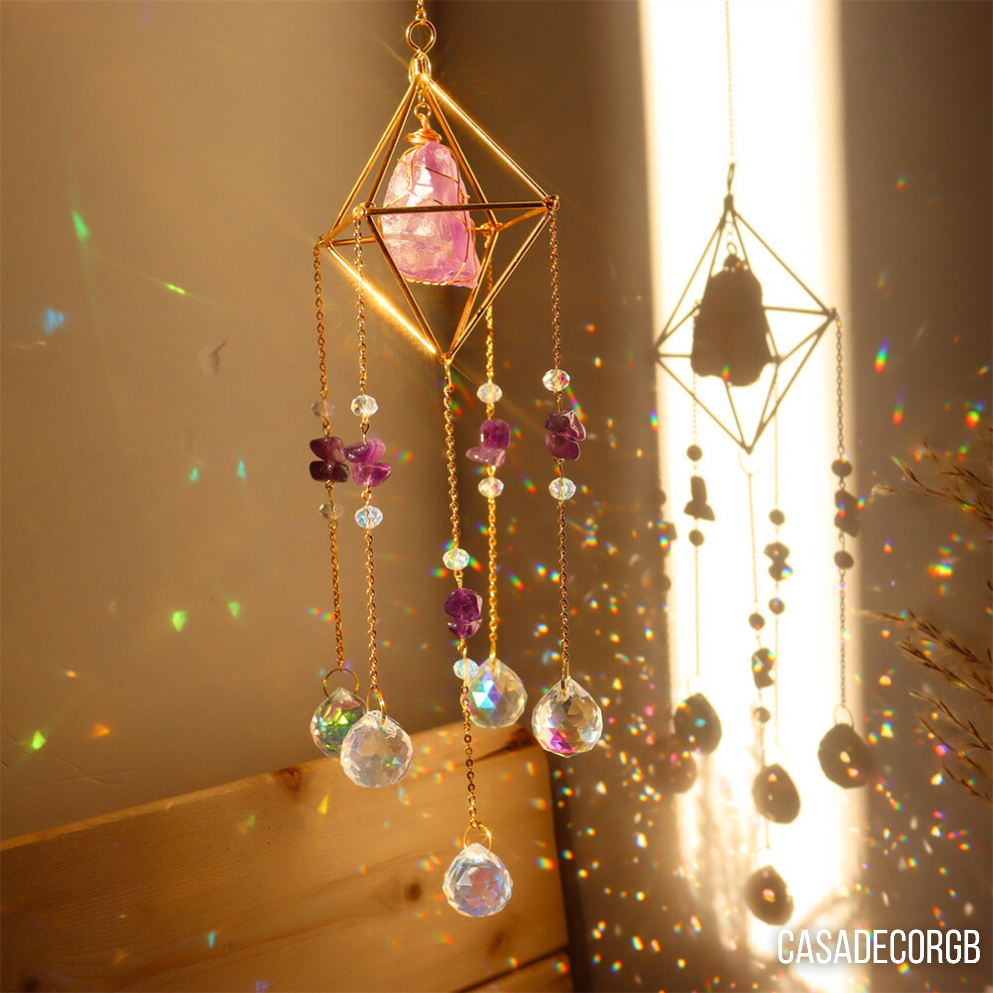 Crystal Suncatchers Hanging Wind Chime Style Garden Suncatcher Rainbow  Maker Handmade Gold Plated Suncatcher