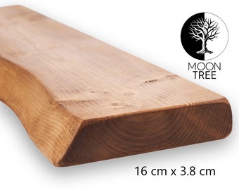 Live Edge Rustieke zwevende plank 16x3,8cm: boerderij, industrieel loftontwerp, vintage hout, beugels en levering inbegrepen