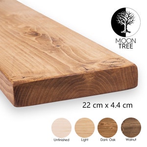 Mensola galleggiante rustica 22x4,4 cm - Mensola in legno da fattoria, stile loft industriale, legno di recupero, staffe e consegna incluse