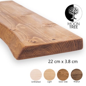 Farmhouse Live Edge Rustiek Drijvend Plank 22x3,8cm: Industriële Loft, Vintage Hout, Hout, Beugels & Levering inbegrepen afbeelding 1