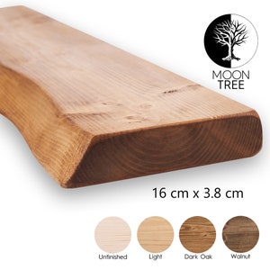 Mensola galleggiante rustica Live Edge 16x3,8 cm: stile fattoria, design loft industriale, legno vintage, staffe e consegna incluse