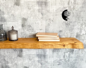 Live Edge Rustic Floating Shelf 16x3.8cm: Reclaimed Wood, Farmhouse, Industrial Loft Design, Vintage Wood, Brackets & Delivery Included