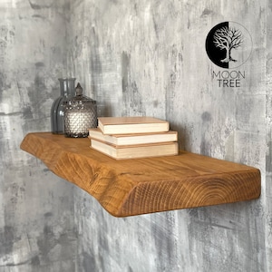 Farmhouse Live Edge Rustic Floating Shelf 22x3.8cm: Industrial Loft, Vintage Wood, Timber, Brackets & Delivery Included image 4