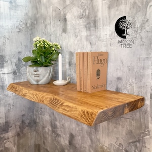 Étagère flottante rustique Live Edge 30 x 3,8 cm étagère en bois de ferme, rangement en bois, style loft industriel, supports et livraison incluse image 5