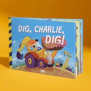 Cadeau pour garçon Digger Book, Dig, You, Dig ! Nom et avatar personnalisés | Cadeaux pour petits garçons, enfants | Livre d'histoires entièrement personnalisé