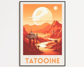Póster de viaje del planeta Tatooine de Star Wars - Regalo de Star Wars, decoración de arte mural de Star Wars