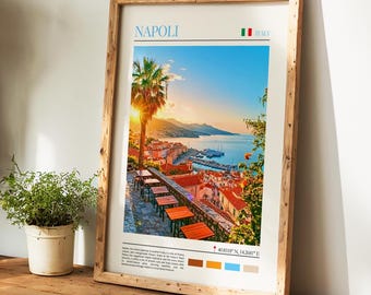 Poster Napels - Italiaanse wanddecoratie, het perfecte cadeau en een blijvende reisherinnering | Stadsgezicht reiskunstprint wanddecoratie