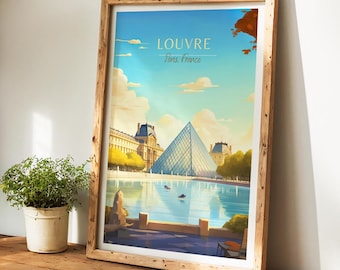 Reseposter med Louvren i Paris - Frankrike väggkonst för heminredning, den perfekta presenten och ett bestående minne | Konsttryck
