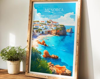 Menorca travel poster Spain poster Menorca vintage poster Travel poster Menorca retro poster Menorca travel gift wall art print