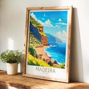 Beautiful madeira poster, decorative madeira print and elegant portugal wall art decor – the perfect travel gift for him and her