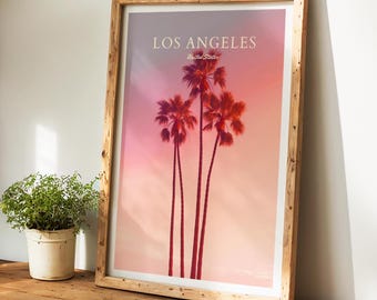 Los Angeles travel poster - Los Angeles poster, palm tree poster, travel poster, United States poster, USA poster LA art print
