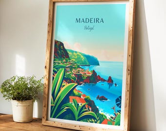 Madeira Poster - Portugal wanddecoratie, het perfecte cadeau en een blijvende reisherinnering | Kunstdruk