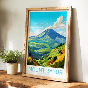 Mount Batur travel poster Bali poster Mount Batur vintage poster Travel poster Mount Batur retro poster Mount Batur Bali travel gift