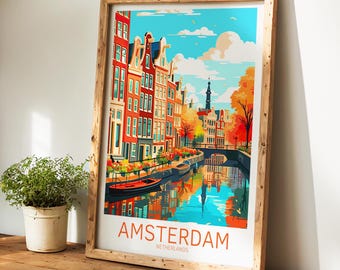 Amsterdam Travel Poster - Amsterdam Poster - Netherlands wall art for home decor, the perfect gift and a lasting memory | Art Print