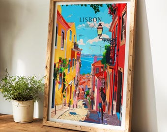Lisbon travel poster - Portugal wall art, the perfect gift and a lasting travel memory | Art Print