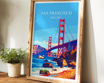 San Francisco Travel Poster - California Wall Art, the perfect gift and a lasting travel memory | Art Print USA Print