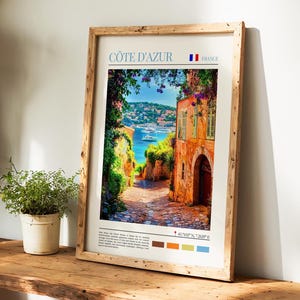 Côte d'Azur Poster - Frankreich Wandkunst, das perfekte Geschenk und eine bleibende Reise Erinnerung | Stadtbild Reise Kunst Print Wanddeko