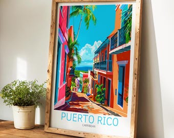 Pôster de viagem de Porto Rico - Arte de parede caribenha, o presente perfeito e uma lembrança de viagem duradoura | Impressão artística