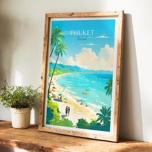 Phuket reseaffisch Thailandsaffisch Phuket vintageaffisch reseaffisch Phuket retroaffisch Phuket resa gåva väggkonsttryck