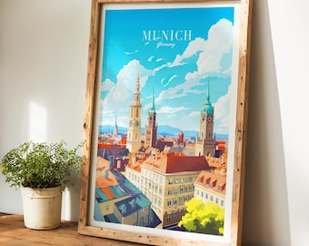 Munich travel poster, Bavaria poster, Munich vintage poster, Munich retro poster, Munich travel gift, Bavaria