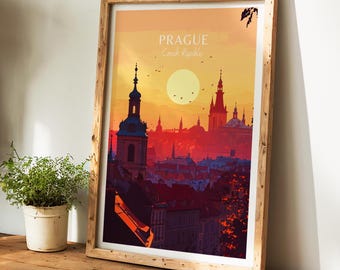 Póster de Praga - Arte mural de la República Checa, el regalo perfecto y un recuerdo imborrable de viaje | Impresión artística