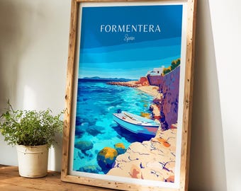 Formentera Travel Poster - Spain Wall Art, the perfect gift and a lasting travel memory | Art Print Balearic Islands Print