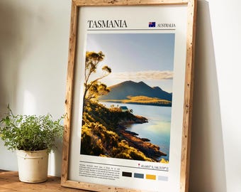 Poster della Tasmania - Arte murale australiana, il regalo perfetto e un ricordo di viaggio duraturo | Stampa artistica da parete con paesaggio urbano