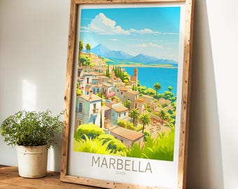 Marbella reisposter Spanje poster Marbella vintage poster reisposter Marbella retro poster Marbella reiscadeau wandkunst print