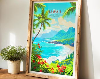 ハワイ旅行ポスター - アメリカのウォールアート、ご自宅のインテリア、ギフトに最適、いつまでも残る旅の思い出に | アートプリント
