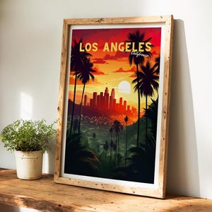 Los Angeles Reiseposter LA Poster Los Angeles Vintage Poster Travel Poster Los Angeles Skyline Poster Los Angeles Reise Geschenk Wandkunst