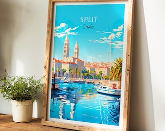 Affiche Décorative Trogir Croatie - Impression Sur Toile 20x30 Cm - Art Mural Vintage Voyage
