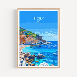 Poster Sicilia - Stampa artistica da parete Italia, il regalo perfetto e un ricordo di viaggio duraturo | Stampa artistica