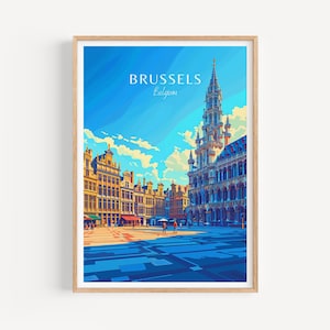Poster di Viaggio Bruxelles - Arte da Parete del Belgio per Decorazione della Casa, il Regalo Perfetto e un Duraturo Ricordo di Viaggio