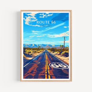 Affiche de voyage Route 66 - Art mural USA, le cadeau parfait et un souvenir de voyage durable | Impression d'art Imprimer