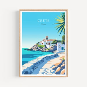 Poster di viaggio di Creta - Arte murale della Grecia, il regalo perfetto e un ricordo di viaggio duraturo | Stampa artistica Stampa