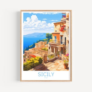 Affiche de voyage en Sicile - Art mural en Italie, le cadeau parfait et un souvenir de voyage durable | Impression d'art Imprimer