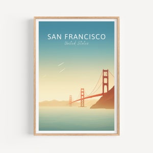 Poster di viaggio di San Francisco - Arte murale degli USA per l'arredamento della casa, il regalo perfetto e un ricordo di viaggio duraturo | Stampa artistica Stampa