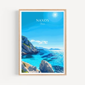 Poster di viaggio di Naxos – Arte murale della Grecia, il regalo perfetto e un ricordo di viaggio duraturo | Stampa artistica Stampa