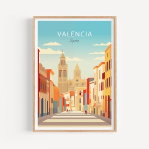 Affiche de voyage de Valence - Art mural espagnol pour la décoration intérieure, le cadeau parfait et un souvenir de voyage durable | Impression d'art Imprimer