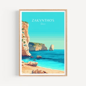 Poster di viaggio di Zante - Arte murale della Grecia, il regalo perfetto e un ricordo di viaggio duraturo | Stampa artistica Stampa