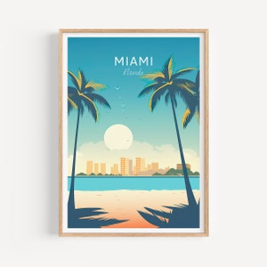 Poster di viaggio di Miami - Arte murale della Florida per l'arredamento della casa, il regalo perfetto e un ricordo di viaggio duraturo | Stampa artistica USA Stampa