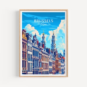 Poster di viaggio di Bruxelles - Arte murale belga per l'arredamento della casa, il regalo perfetto e un ricordo di viaggio duraturo | Stampa artistica Stampa